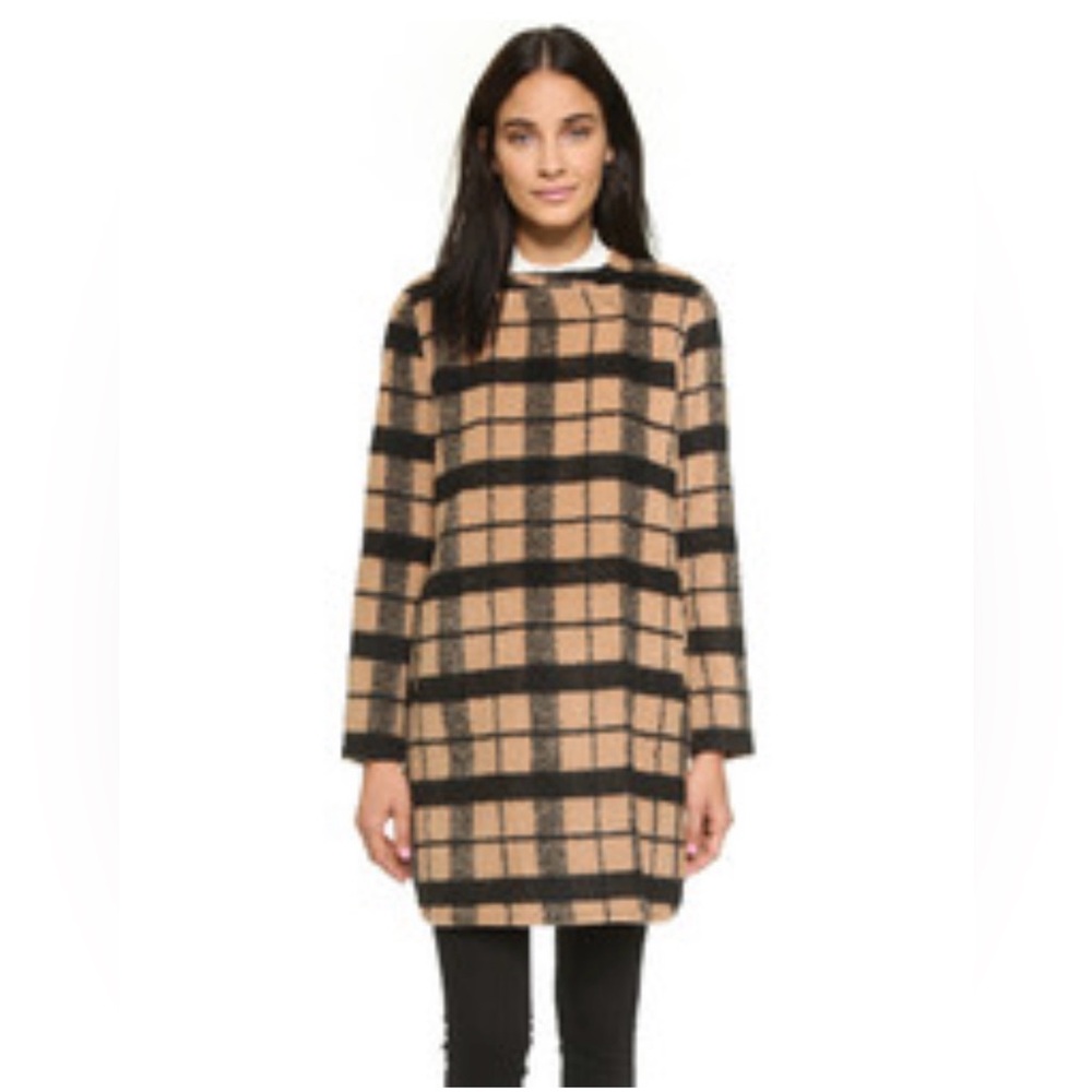 BB Dakota Kellen Collarless Wool Plaid Coat‎